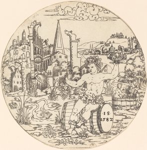 Bacchus Seated in a Landscape by Master IS.