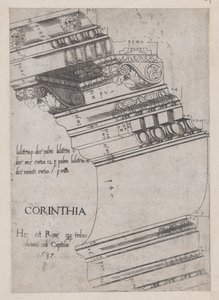 Speculum Romanae Magnificentiae: Entablature from the Temple of Vespasian, Rome, 1537 by Master PS