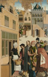 The Seven Works of Mercy (Panel of a polyptych with the seven works of charity: feeding the hungry) by Master of Alkmaar