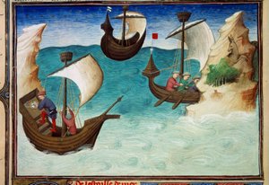 Navigators in the Indian Ocean oriented with stars and astrolabe. Miniature in 