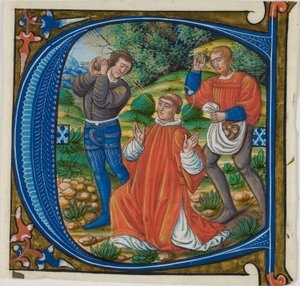 The Stoning of Saint Stephen in a Historiated Initial (A or C) from a Gradual