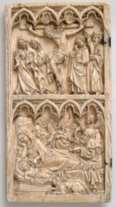 Leaf from a Diptych with the Crucifixion and Nativity, German, ca. 1375-1400