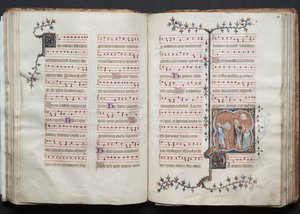 The Gotha Missal: Fol. 60v, Text, c. 1375 by Master of the Boqueteaux