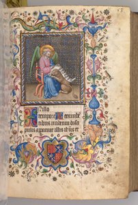 Hours of Charles the Noble, King of Navarre 1361-1425: fol. 27r, St. Mark by Master of the Brussels Initials and Associates