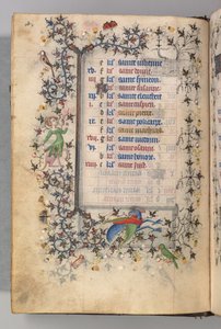 Hours of Charles the Noble, King of Navarre 1361-1425: fol. 2v, February, c. 1405 by Master of the Brussels Initials and Associates