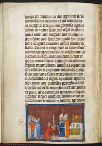 The Archbishop of Reims Returning the Sword to the King (illustration from The Coronation Book of Charles V, King of France) by Master of the Coronation Book of Charles V