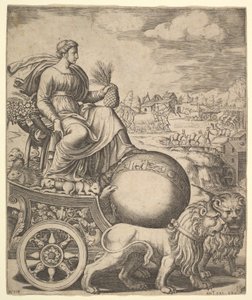 Cybele in Her Chariot Drawn by Two Lions