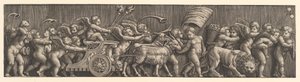 Frieze arrangement depicting the Triumph of Love, Cupid in a Chariot led by goats, man, 1530-60