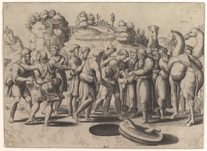 Joseph Being Sold by His Brothers by Master of the Die