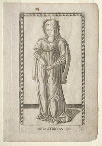Arithmetic from the Tarocchi, series C: Liberal Arts, #25, before 1467 by Master of the E Series Tarocchi