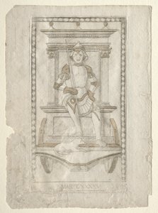 Mars from the Tarocchi, Series A: Firmaments of the Universe, #45, before 1467 by Master of the E Series Tarocchi