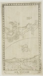 The Sun, plate 44 from Planets and Spheres by Master of the E Series Tarocchi