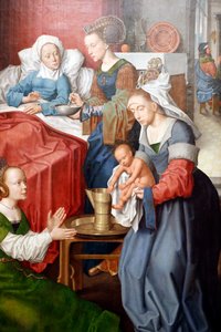 Evora Museum, Master of the Evora Altarpiece, The Birth of the Virgin, Flemish School 1500, Portugal