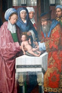 Evora Museum. Master of the Evora altarpiece. The circumcision of Christ. Flemish school 1500. Portugal. by Master of the Evora Altarpiece