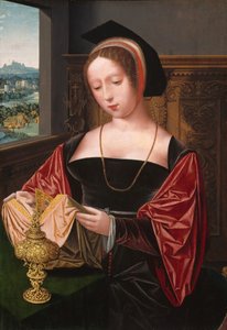A Lady Reading Saint Mary Magdalene, About 1530 by Master of the Female Half Lengths