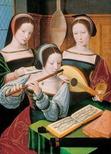 Female Musicians / Three Ladies Playing Music by Master of the Female Half Lengths