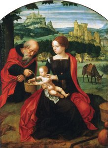 The Rest on The Flight into Egypt by Master of the Female Half Lengths