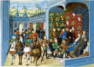 King Charles VI of France receives the English envoys. From the Jean Froissarts Chroniques
