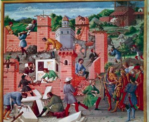 The construction of the city of Rome by Master of the Innocent III missal