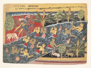 The Gopis Plead with Krishna to Return Their Clothing: Folio from Isarda Bhagavata, ca. 1560-65