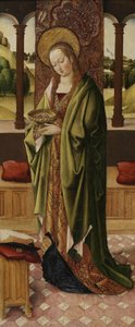 Triptych of Virgin and Child with Two Angels, detail of St. Lucy from right panel by Master of the Lee Triptych Master of the Lee Triptych