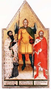 St. Michael the Archangel with St. Bartholomew and St. Julian by Master of the Rinuccini Chapel