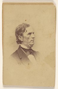 Unidentified man with graying beard, no moustache, in profile, printed in vignette style by Mathew B. Brady