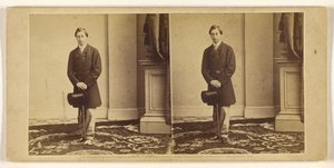 Unidentified Young Man Holding a Top Hat & Walking Stick, Standing by Mathew B. Brady