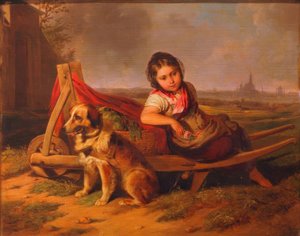 Girl with Dog in Front of Vienna