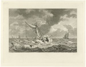 Stranding of the Kaag of Skipper Klaas Ringels near Texel, 1778 by Mathias de Sallieth