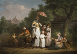 A Noble Family Distributing Alms in a Park by Mathieu Ignace van Bree