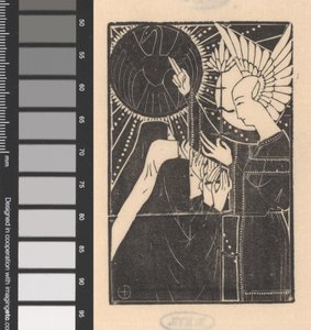 Three Kneeling Figures Before a Winged Man