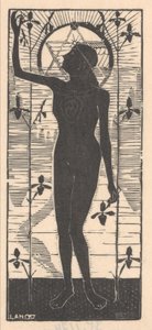 Standing Nude Woman by Plant Stems