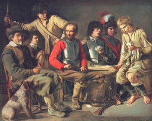 Fight at the Card Game by Mathieu Le Nain
