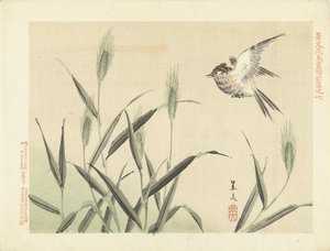 Bird Flying near Grasses by Matsumura Keibun