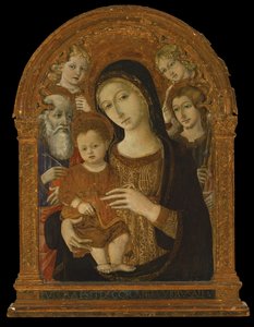The Virgin and Child Between Saints John the Evangelist, James and Two Angels