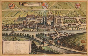 View of Brixen Colored by Matthaus Merian