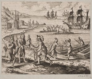 Thus a Natural Harbor was Transferred to the Dispatched Englishmen by Matthäus Merian d.Æ.
