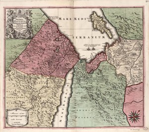 Deserts of Egypt, Thebaid, Arabia, Syria etc. where the places inhabited by Holy Fathers Hermits are accurately noted by Matthaeus Seutter