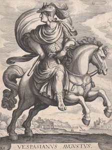 Emperor Vespasian on Horseback, from the series The First Twelve Roman Caesars, plate 1..., 1610-50