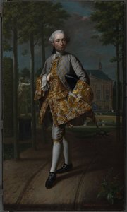 Portrait of Gerard Cornelis van Riebeeck, Secretary of Delft, presumably standing in front of his Country House Essensteyn at Voorburg
