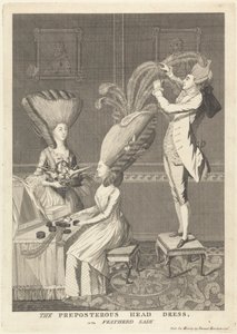 The Preposterous Head Dress, or the Feathered Lady by Matthew Darly