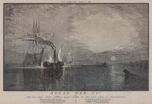 Break Her Up! or, The Bad Ship Irish Church Being Towed to Her Last Home at Westminster by Matthew