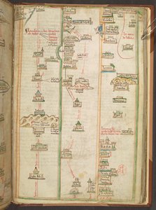 Itinerary Map Showing the Route Between London and Naples, from Matthew Paris