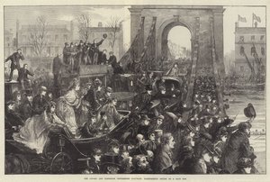 The Oxford and Cambridge Universities Boat-Race, Hammersmith Bridge on a Race Day by Matthew White Ridley
