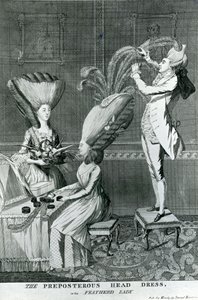 The Preposterous Head Dress, or the Feathered Lady by Matthew or Matthias Darly