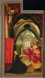 The Annunciation from the Isenheim Altarpiece, Left Hand Wing, c.1512-16 by Matthias (c.1480 1528) Grunewald