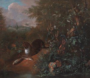 A Forest Still Life with an Otter and Two Fish, c.1650-1700