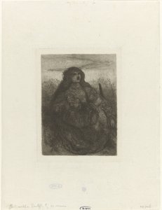Woman in a Landscape (Woman with Spinning Wheel) by Matthijs Maris