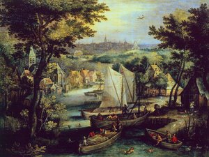 River landscape, by Mathys Bril Younger